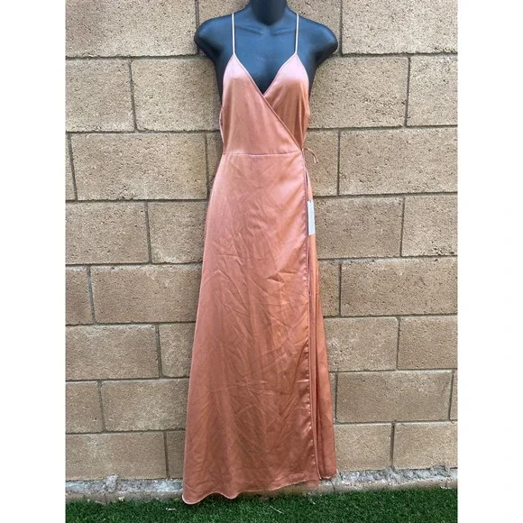 Cotton Candy | Dresses | Nwt Cotton Candy La Rose Gold Satin Wrap Dress Sz  Small | Poshmark
